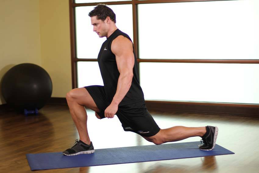 World's Greatest Stretch — dynamic warm-up, 6 reps per side - start position